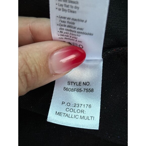 NWT Paige Rainbow Metallic Jasper Wrap Top XS Puff Sleeve Sparkle Glitter Blouse - Picture 7 of 7